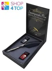 STEAMPUNK PEN LO SCARABEO CALLIGRAPHY SET BLACK AND AMARANTH INK ESOTERIC NEW