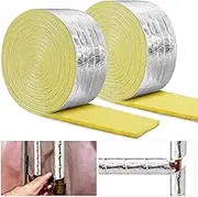 32.8 FT x 3 in Foiled Back Fiberglass Pipe Insulation Wrap, Ceramic Water Pipe Foam Tape for Outdoor Indoor Use in Freezing Weather (1 Pack)