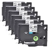 6PK Heat Shrink Cartridge Label Black on White HSe 231 For Brother P-Touch 1/2"