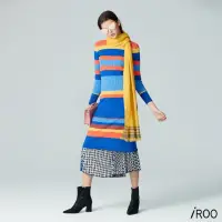 在飛比找momo購物網優惠-【iROO】羅紋彩條針織長袖洋裝