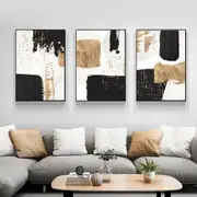 Black Gold Watercolour Shapes 3 sets Canvas Wall Art