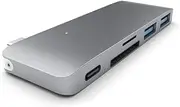 Satechi Aluminum Type-C USB 3.0 3-in-1 Combo Hub with USB-C Pass-Through - for M2/ M1 MacBook Pro/Air, M2/ M1 iPad Pro/Air, M2 Mac mini, iMac M1 (Space Gray)