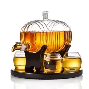 Whiskey Barrel Decanter Set - Liquor Dispenser Alcohol Gift for Men