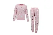 FIL Women's Plush 2pc Set Pyjama Loungewear Fleece Sleepwear - Polar Bear/Pink
