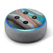 Vinyl Decal Skin for Amazon Echo Dot 3rd Gen - Teal Blue Blrown Stone Marble