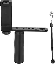 Smartphone Video Stabilizer Grip Adjustable Aluminum Alloy Phone Video Rig with Cold Shoe for Filmmaking Professional Portable Device for Content Creators Black