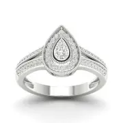 10K White Gold Diamond Engagement Wedding Ring Size 7 (0.33ct/SI2,H-I)