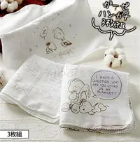 在飛比找Yahoo!奇摩拍賣優惠-日本製 史努比 SNOOPY 紗布巾 毛巾 手帕 一組3入 