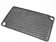 ALSTON Reversible Cast Iron Griddle Rectangular BBQ Plate Double-Sided Flat Top Griddle Pan and Grooved Grill for Gas Stovetop Oven and Open Fire, Black 43×24cm