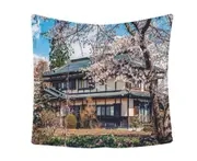 T45 95*73cm 3D Architectural Garden Hanging Cloth Beautiful Wall Background Tapestry for Bedroom Living Room Decoration