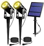 T-SUN LED Outdoor Solar Spot Lights, Landscape Spotlight 3000K Warm White Light, Separated IP65 Waterproof Security Light Auto-Induction for Patio, Yard, Garden, Driveway, Corridor, Lawn