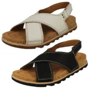 Ladies Clarks Yacht Cross Detailed Slingback Wedge Sandals