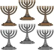 TOGEVAL 6pcs Vintage Judaica Candlestick Holders for Hanukkah Decorative Taper Candle Stand Retro Shabbat Centerpiece for Home Decor Festive Atmosphere Jewish Candle Holders