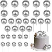30 Pack Mini Balloon Cake Topper Glitter Foam Ball Cupcake Picks Faux Pearl Diy