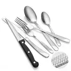 24 Piece Hammered Silverware Set with Steak Knives for 4, Stainless Steel 18/...