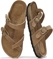 [Project Cloud] Summer Sandals Women Genuine Leather Slides for women 100% Natural Cork Footbed Womens Slides w/Straps Womens Sandals Comfortable Spring break outfit Women Footwear (Lian)