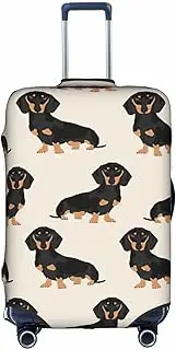 [pvinnk] Dachshund Dog Print Protective Luggage Cover Elastic Washable Suitcase Travel Gear Protector, White, Small