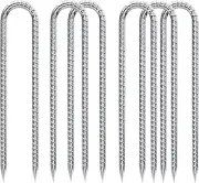 12" U Hook Rebar Stakes 6pk Ground Anchor Landscape Staples Heavy Duty Tent Pins