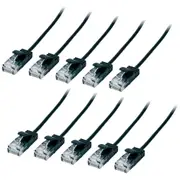10x Connect Cable Ultra Slim Male CAT6 Network Ethernet Cable Connector 3m Black