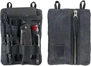 [Hide & Drink] Multi-Tool Pocket Pouch Handmade from Waxed Canvas & Full Grain Leather - Durable Bag for Change, Personal Items, Hardware, Tools - Convenient Case, Organizer, Storage - XL