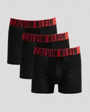 [Calvin Klein] Calvin Klein Men's Intense Power Cotton Boxer Briefs 3 Pack in Black W/Juneberry Logo Size Large L Black W/Juneberry Logo