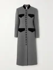 [LIBEROWE] LIBEROWE - + Net Sustain Velvet-trimmed Wool Coat - Gray - x small x small Gray