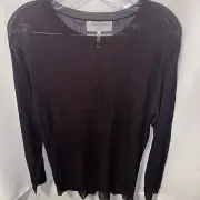 One Teaspoon Amity Sheer Rib Knit Top - Licorice XS Loose Fit NEW