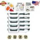 Space-Saving 22 Oz Glass Food Storage Containers - 10 Pack with Snap Lock Lids