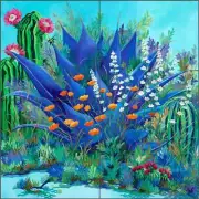 Agave Tile Backsplash Susan Libby Southwest Art Ceramic Mural SLA100