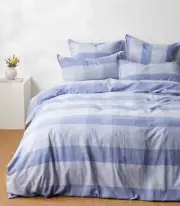 *SUPER KING BED* HUDSON grid check Linen/Cotton Quilt Cover Set Target New