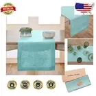 Elegant Aqua Blue Hemstitch Table Runner - 100% Linen, 14x144 Inches for Summer
