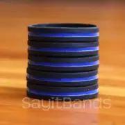 5 Thin Blue Line Wristbands - Police / Law Enforcement Awareness Bracelet Bands
