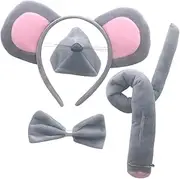 Garneck and Adults Rat Dress Up Set - Plush Mouse Headband with Ears - Tail and Bow Tie for Halloween and Costume Parties Cosplay Accessories