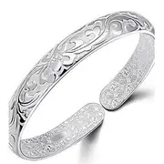 Women's Bracelet Bangles Flower Ladies Italian everyday Sterling Silver Bracelet Jewelry Silver For Casual Daily Sports