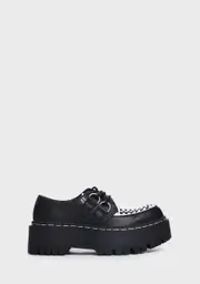 [T.U.K.] Black And White TUKskin Interlace Double Decker Creepers