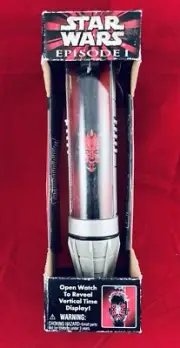 1999 STAR WARS EPISODE 1 DARTH MAUL COLLECTOR WATCH & LIGHTSABER DISPLAY CASE