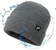 [Fancet] Winter Waterproof Beanie Hat for Men Women Warm Fleece Lined Cold Weather Hats for Golf Walking Running Fishing Hunting S/M Grey, Grey, Medium-Large