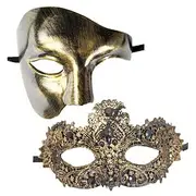 Couples 2 PCS Carnival Mask Mask Venetian Mask Mask On a Stick Adults' Unisex Half Face Party Party Evening Wear Masquerade Halloween Carnival Mardi Gras Easy
