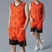 Men 2 Piece Sports Set Sport Sleeveless Vest TShirt and Shorts Basketball Set