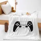Black White Simple Game Handle 3D Warm Plush Fleece Blanket Picnic Sofa Couch
