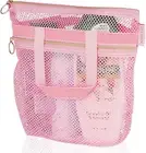 Mesh Shower Caddy Portable 10.2x9.9'' Bag with Zipper & 2 Small, Pink