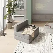 Lonkwa Convertible Folding Sofa Bed Couch - Dark Grey Memory Foam Fold Out Couches, Modern Linen Foldable Mattress Sleeper Chair for Living Room/Home Office/Apartment (Light Grey)