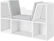 Levede Kids Bookcase Toys Box Shelf Storage Cabinet Container Children Unit Organiser Bookshelf Bedroom Wooden Seat Reading Nook (White)