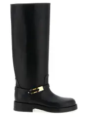 [Elisabetta Franchi] Elisabetta Franchi-Logo Strap Boots Stivali E Stivaletti Nero-Donna 37