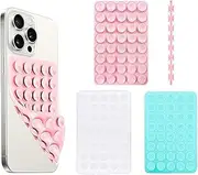 3Pcs Double-Sided 80 Independent suction cups Suction Phone Case,Silicone Non Slip Repeat Used Suction Cup Phone Mount.Hands-Free Phone Accessories Holder for Selfies and Videos (white pink green)