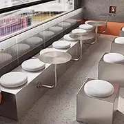 Small Round Side Table, Wall-Mounted Sofa Couch Table with Sturdy L-Shaped Frame, Kitchen Pub Furniture Bar Table End Cocktail Table Coffee Meeting Table(50x50x45cm(19.7x19.7x17.7inch))
