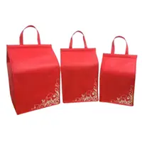 在飛比找松果購物優惠-加高10吋 保溫袋(魔術貼) 保冷袋 紅色 不織布 覆膜購物
