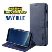 For Samsung Galaxy S8 Case, SupRShield Wallet Leather Flip Magnetic Stand Case Cover (Navy Blue)