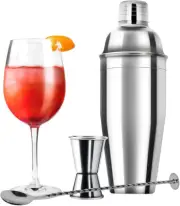 Cocktail Shaker Set 3 Piece Bartender Kit with Double Measuring Jigger, Mixin...