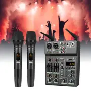 U10 4 Channels Compact Studio Mixer USB Audio Interface TWO Wireless Microphone
